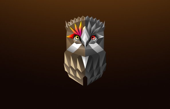 Owl Facets Colorful Digital Art 4k