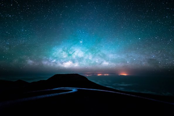 Starry Sky Over Road At Night