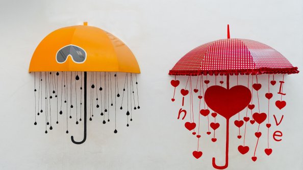 Umbrellas Drawing Heart