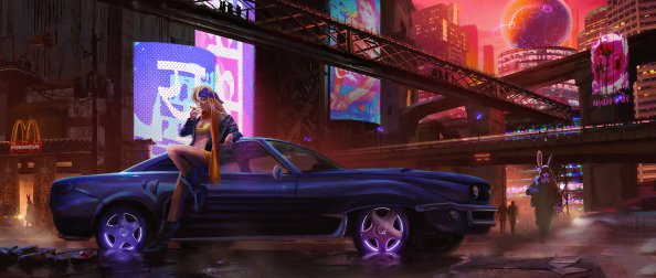 Cyber City Girl With Car