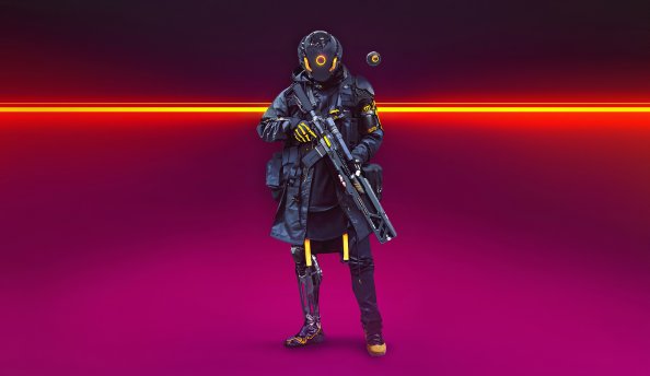 Cyberpunk Soldier Turbo Police 4k