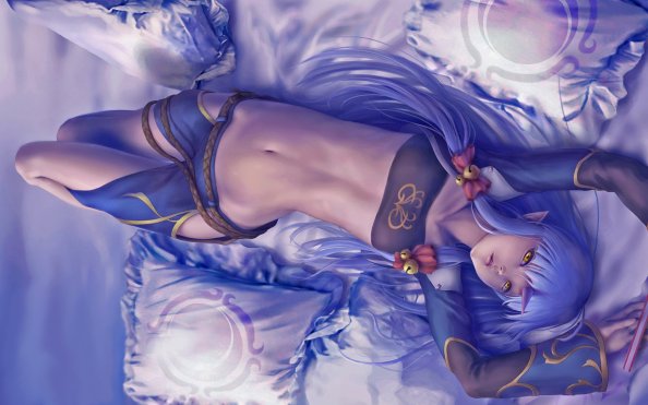 Anime Girl With Blue Hair and Gold Eyes