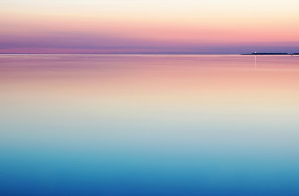 Calm Peaceful Colorful Sea Water Sunset
