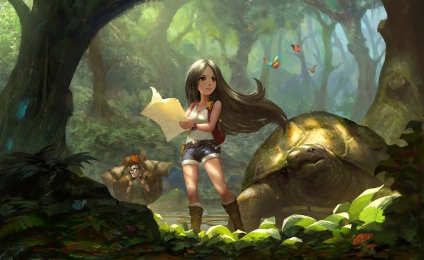Black Hair Exploration Forest Girl