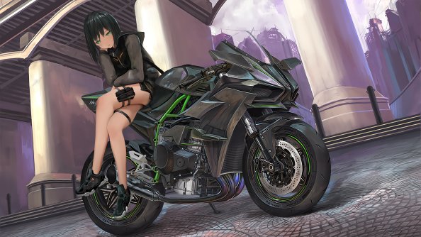 Anime Girl Kawasaki H2r 4k