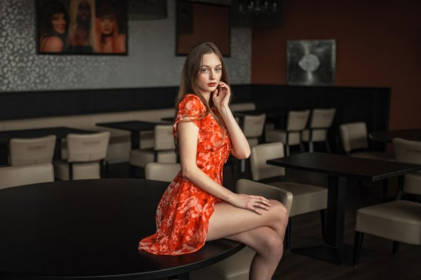 Brunette Orange Skirt Clothing