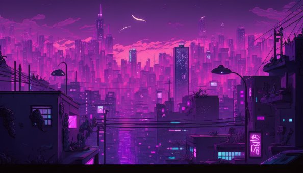 Buildings Purple Ai Art