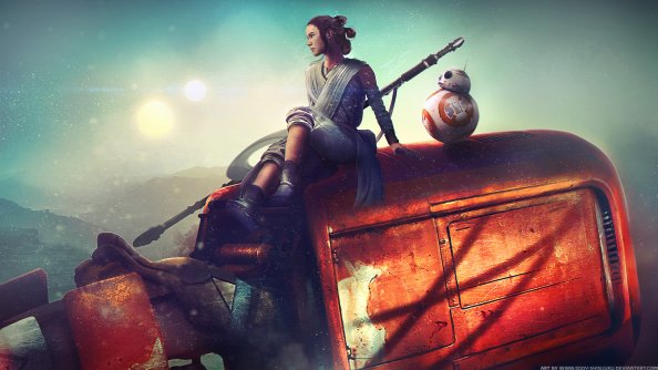 BB8 And Rey Star Wars Artwork