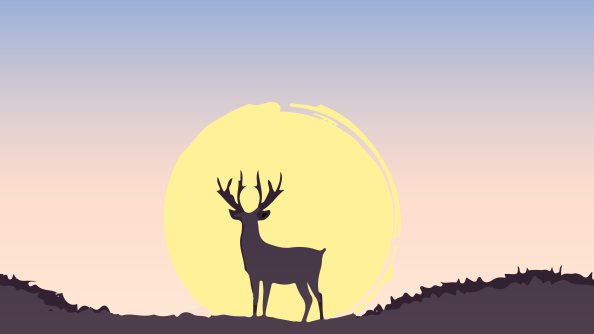 Deer At Sunset Minimal 4k