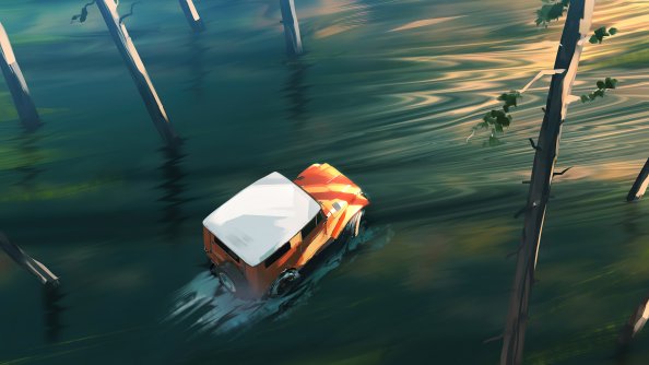 Offroading Jeep Lake