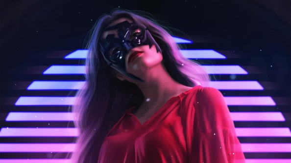 Black Mask Night Out Girl 4k