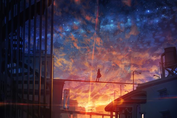 Starry Sky Anime Girl 4k
