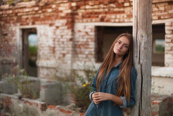 Women Outdoors Long Hair Polka Dot Dress 5k