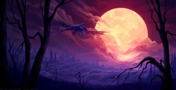 Dragon Flying Towards Moon Fantasy