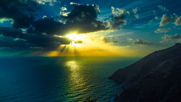 Mountains Sea Ocean Clouds