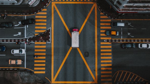 Aerial Photography Pedestrian Crossing Vehicles