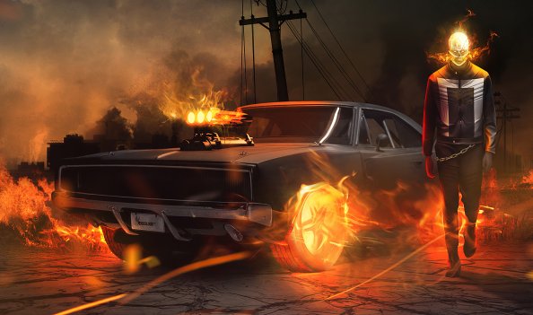 Ghost Rider With Car