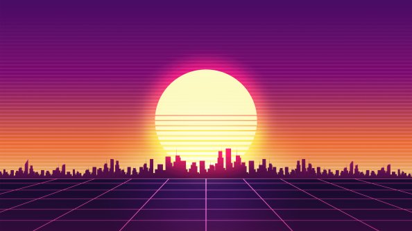 Retrowave City Sunset Minimal 4k