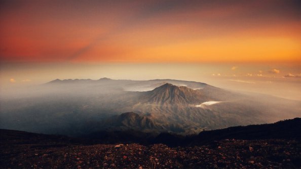 Volcano Sunset Landscape 4k