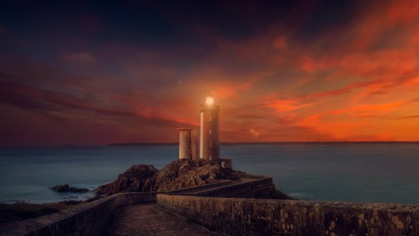 Lighthouse Sunset Scene