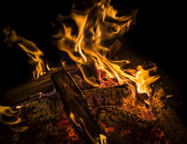 Wood Flame Burning 4k
