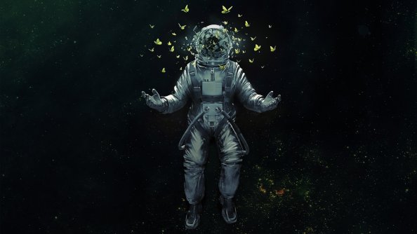 Astronaut Broken Glass Butterfly Space Suit