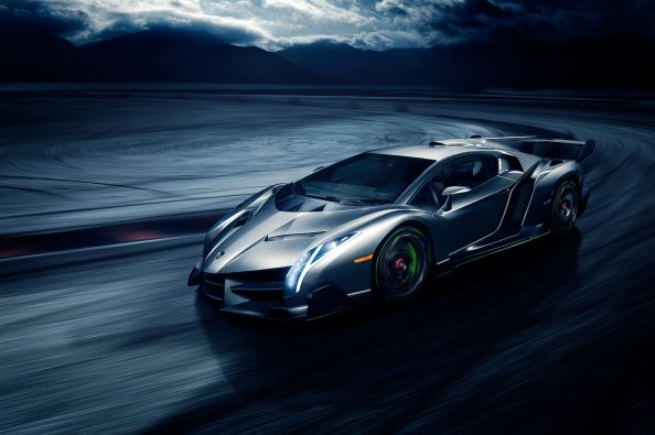 Grey Lamborghini Veneno In The Night