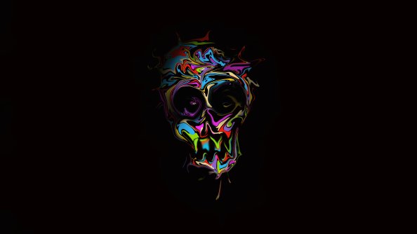 Colorful Skull Dark Art 4k