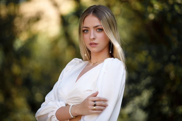 White Dress Blonde Girl 4k