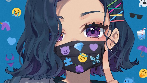 Anime Girl Big Eyes Tattoo Mask 4k