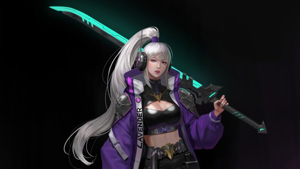 White Hair Asian With Sword