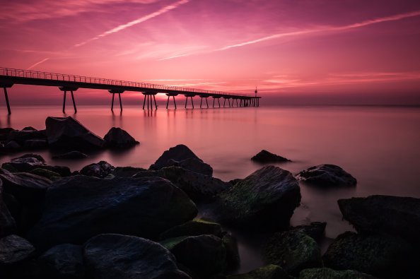Bridge Rocks Sky Long Exposure