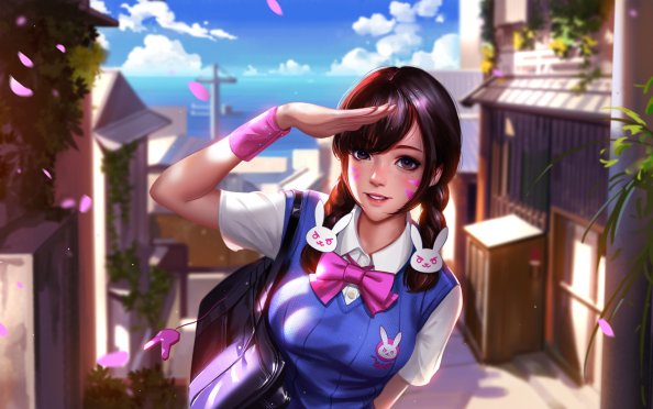 Dva Overwatch School Uniform Art