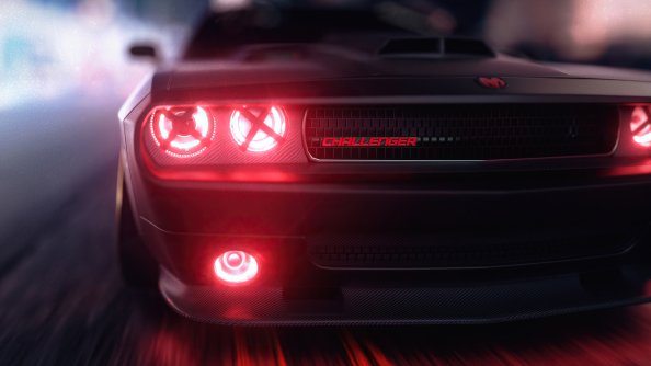 Dodge Challenger Angel Headlights 4k