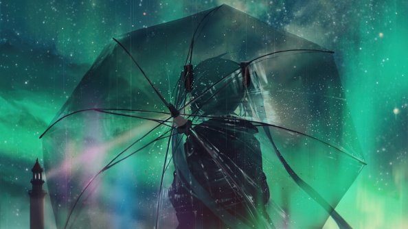 Hatsune Miku Vocaloid In Rain