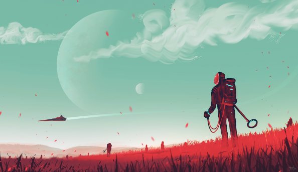 Red Grass Digital Painting Concept Art 4k