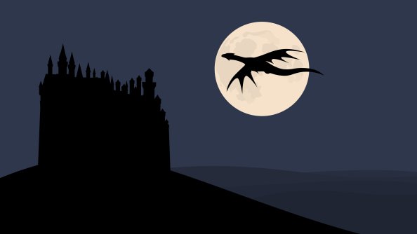 Dragon Moon Sky Simple Vector Minimalist 4k