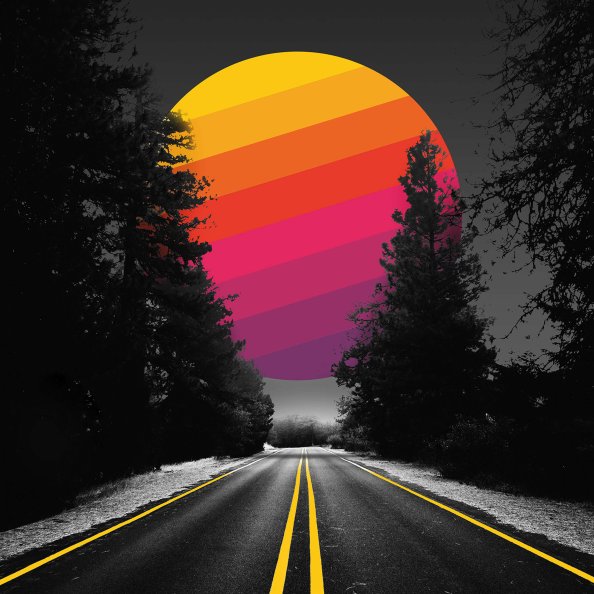 Adventure Road Abstract Colorful Sun