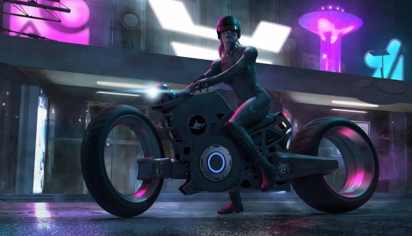 Scifi Biker Girl 4k