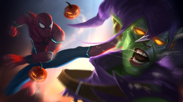 Spiderman Kicking Goblin