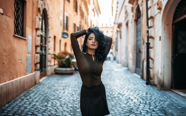 Girl Hands In Black Hairs