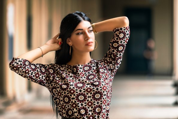 Girl Posing Hands Back