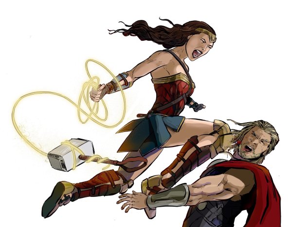 Wonder Woman Defeating Thor