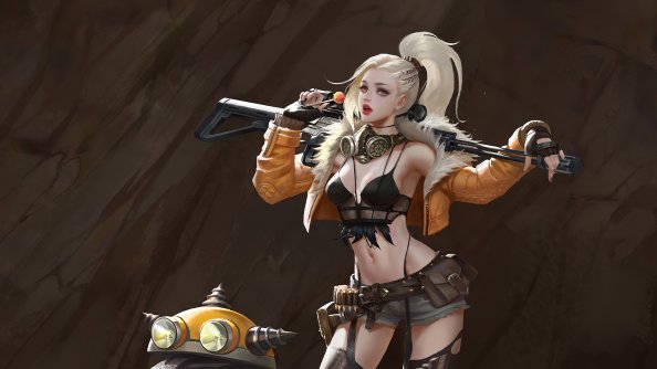 Blonde Girl With Gun 4k