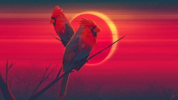 Red Birds Eclipse 4k