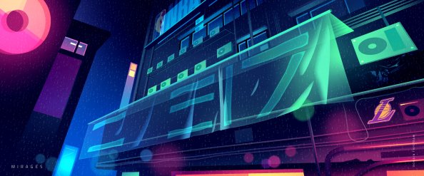 Buildings Glowing Digital Art 4k