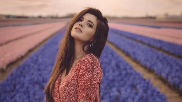 Girl Flower Field 4k