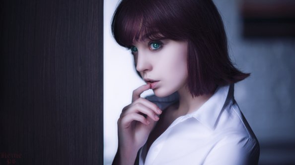 Purple Hair Green Eye Model