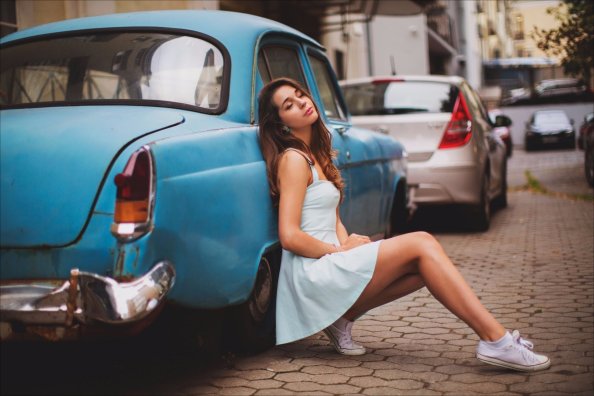 Model With Classic Car 2