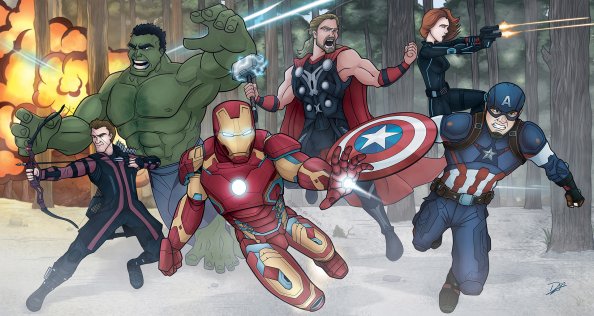 The Avengers Age Of Ultron Battle Scene Fanart